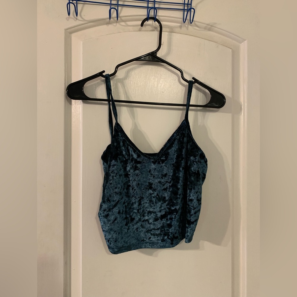 Green velvet tank top